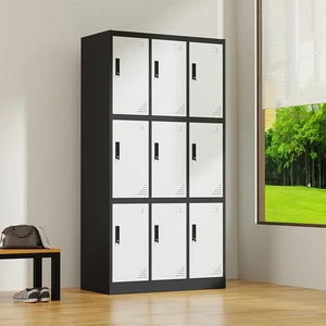 9-Door Locker Cabinets Gym Locker with Key Lock Metal Wardrobe for Changing Room Office Staff Locker Metal Uniform Lockers