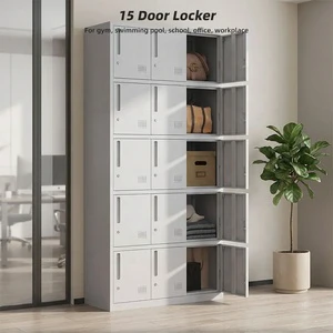 15 Door Steel Locker Heavy Duty Industrial Metal Storage Cabinet with Individual Lock for Gym Factory Warehouse