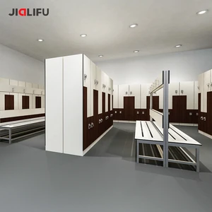 High Quality HPL Locker Waterproof Phenolic Z Shaped Gym Locker With Bench Changing Room Cabinet