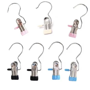 Y281 Anti-Rust Clip Space-Saving Hanger Hat Pants Storage Hanging Travel Hook Garment Clips Stainless Steel Clothespins