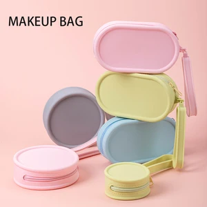 Custom Waterproof Silicone Makeup Bag Travel Cosmetic Pouch Soft Makeup Vanity Bag Portable Toiletry Organizer OEM ODM