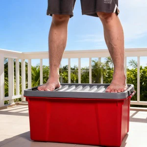 Under Bed Storage Box with Wheels-Slim PP Plastic Injection Molded Organizer 55L Capacity for Bedroom Space Saving