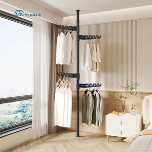 YIJIALE Wholesale Price Freestanding 4 Arms Garment Rack Tool-Free Assembly Robust Steel Pipe Balcony Corner Coat Hanger Stand
