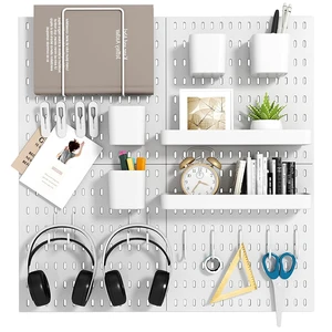 Minimalist Plastic Pegboard Organizer Wall-Mounted Storage Wire Accessory for Home Office Bathroom Wardrobe Bag Tool Storage