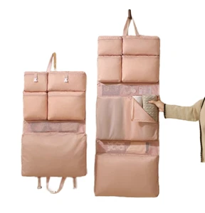 Modern Portable Multi-Functional Foldable Clothing Storage Bag with Hanging Compartment Organizing Wardrobe Clothes for Travel