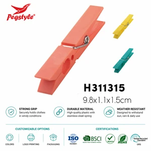 Custom Printing 20pcs Heavy-Duty Plastic Clothespins Colorful Spring-Loaded Durable Laundry Pegs For Balcony Drying