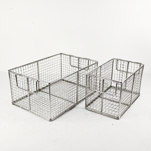 Custom 304/316 Stainless Steel Woven Wire Basket with Flexible Handle - Multi-Functional Kitchen & Industrial Storage Organizer