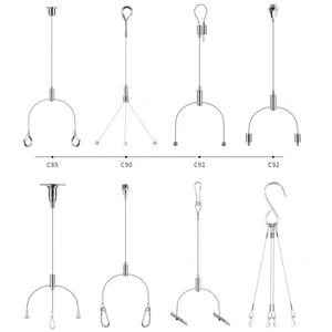 Wholesale Custom Steel Wire Rope Ceiling Suspension Cable Gripper, Nickel Plated Hanging Kit With Hook, Wire Locked Clip, Clamp