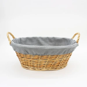 Handwoven Wicker Storage Basket with Fabric Lining