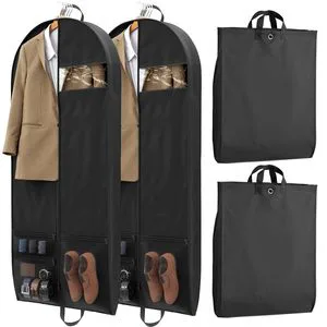 Custom Luxury Non-Woven Foldable Waterproof Garment Man Suit Cover Bags Reusable Clothing Hanging Travel Suit Garment Storage