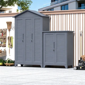 3 Door Large Capacity Outdoor Storage Locker Waterproof Metal Cabinet For Garden Equipment Household Tools Balcony Organization