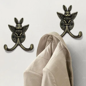 European-style Creative Angel Rabbit Double-handled Hook Zinc Alloy Wall-mounted Back-of-door Hat Hook Closet Storage Hook