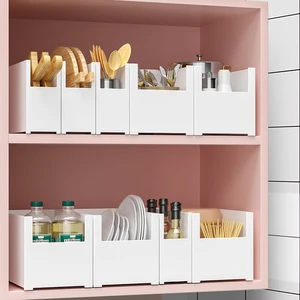 Kitchen Storage Compartments Rectangle Removable Desktop Organizers For Cabinet Countertop Storage Boxes Bins