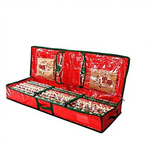 Christmas Tree Paper Storage Box PE Woven Material Foldable Multi-Purpose Dust-Proof for Holiday Greeting Cards and Decorations