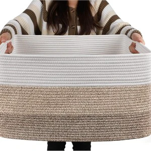 Large-Capacity Foldable Modern Minimalist Cotton Rope Woven Storage Basket for Home Desktop Organization Baby Toys & More