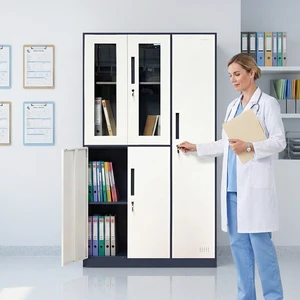5 Door 2 Shelves Steel Locker Cabinet with Key Lock & Electronic Lock for Office & Home Use Hospital Grade Commercial Storage