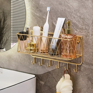 The Storage Rack in the Bathroom Does Not Require Punching Holes. the Wall of the Bathroom Is Used to Store Cosmetics