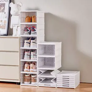 Modern Clear Plastic Shoe Box for Bedroom Storage Foldable and Stackable Sneaker Organizer With Transparent Design