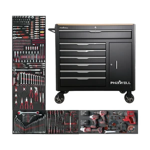 New Workshop Garage Tool Storage Cabinet Trolley Chest Cart, Tool Sets Tray with Wooden Top Car Repair Tools Kit Workbench