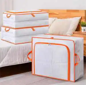 Transparent PVC Clothing Collapsible Storage Bag Wardrobe Organizer for Clothes Bedding Quilt Underbed Foldable Storage Bag