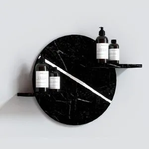 LULLABY Loop Art Stone Black/White Veined Wall Shelf Holder 48x12x36 Pack 1 for Bathroom Use
