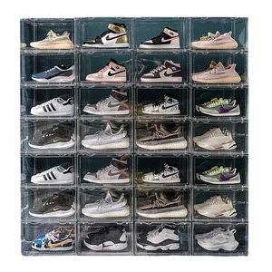Wholesales Full Clear Transparent Sneaker Display Shoe Storage Box Acrylic Shoe Box