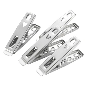 5cm Heart-Shaped Stainless Steel Flat Clips With Non-magnetic Spring Multi-purpose Metal Laundry Pegs 20pcs/bag Wholesale