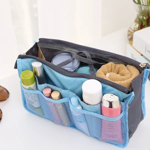 URANGE Hand-held Double-Zipper Polyester Bag 1-3 Compartments Popular Style Multi-functional Toiletries Cosmetic Organizer