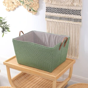 Foldable Storage Basket With Handle PP Woven Storage Basket Pet Toy Storage Box