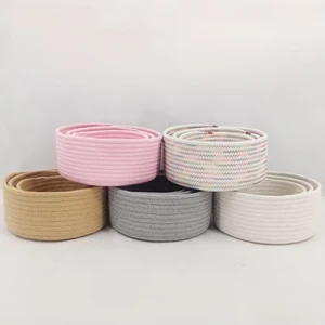Natural Cotton Rope Woven Storage Baskets Desktop Organizer for Cosmetics, Snacks, Decorative Fabric Storage for Home