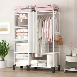 Modern Standing Metal Coat Racks Bedroom Floor-To-Ceiling Dust-Proof Multifunctional Storage Clothes Rack