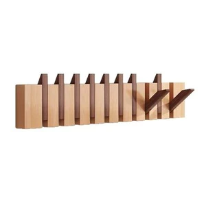 Creative Piano Key Wooden Wall Mounted Foldable Hooks Hidden Retractable Clothes Hanger Punch-Free Kitchen Entryway Bathroom