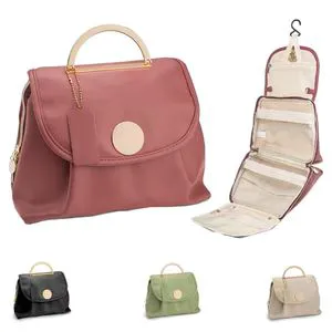 Waterproof Foldable Portable Travel Toiletry Bag with Hook for Bathroom Use and On-The-Go Toiletries