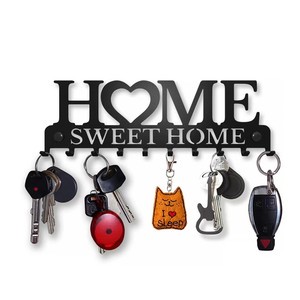 Cross-Border New Iron Art Hook Home Key Storage Towel Letter Hanger Modern Simple Screws Installation Creative Storage Rack Hook