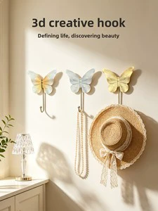 No-drill High-end Resin 3D Creative butterfly Hooks for Wall Decor Home Organization Storage