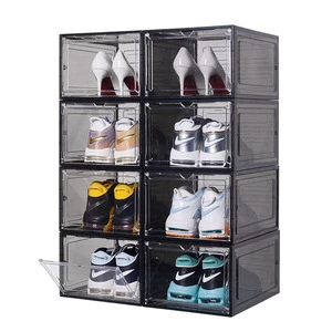 Clear PP Eco-Friendly Household Foldable Plastic Shoe Storage Box with Rectangle Design Injection-Molded Space-Saving for Shoes