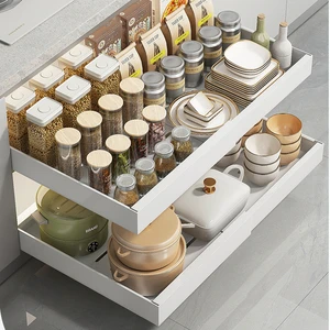 GOURMAID Expandable Pull Out Cabinet Organizer with Nano Film for Kitchen Storage Under Sink Heavy Duty Drawer Organiser Shelf