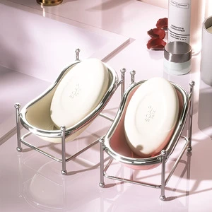Bathroom Plastic Soap Box Standing Type No Water Accumulation Drainage High-end Single-layer Countertop Shelf Non-perforated