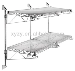 Double Tiers Cantilever Post Wall Mount Multiple Shelf Versatile Use for Bathroom Garage Clothing and Food Storage