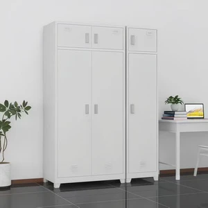 Lockable 3-Door Metal Storage Cabinet, Steel Wardrobe Locker with Drawers, Shelves & Hanging Rod, Large Capacity Locker