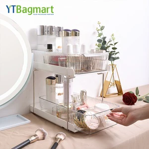 2-Tier Plastic Multi-Purpose Cabinet Organizer With Drawer Pull Out Under Sink Storage for Kitchen Stands Installation