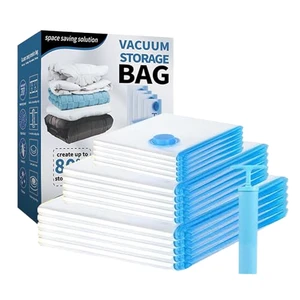 Travel Vacuum Storage Bags Clear Reusable Space Saver For Cosmetic Clothes Lingerie Handbag Carry On Suitcase Storage Organizer