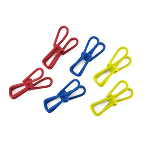 Rustproof Windproof Non-Slip Colorful Clothespins Plastic Coated Steel Wire Hanger Accessories Clothes Clips for Sock Underwear