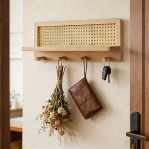 Solid Pine Wood Art Deco Multifunction Wall Shelf Hooks Creative Woven Display Key Coat Hanger Rack Birthday Bathroom Entryway