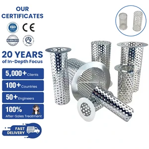 304 316 Stainless Steel Cylindrical Wire Mesh Canister Perforated Filter Basket Used For Water Strainer