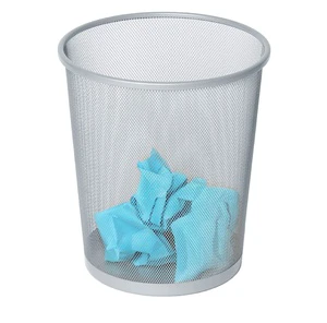 Customized Logo Metal Paper Waste Basket Garbage Storage Trash Can Wire Mesh Office Waste Bin