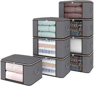 Extra Capacity Clothes Storage Bag Organizer clear Window Foldable Quilt Storage Bag Clothing Storage Box with Zipper