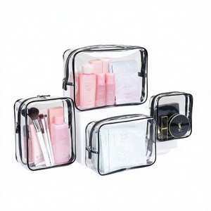Wholesale Fashion Durable Water Resistant Foldable Portable Small Capacity Travel Toilet Bag Organizer Zipper Closure PVC