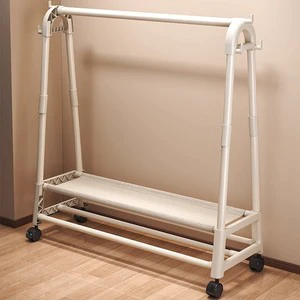 Simple Floor-to-Ceiling Zinc Alloy Coat Rack Modern Design for Living Room Removable Clothes Hanger & Storage Rack