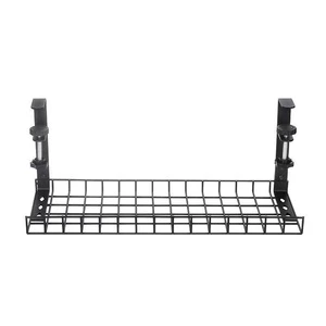 Wire Management Sturdy Cable Rack Standing Steel Raceway Office Home Organizer Claw Slots No Drill Under Desk Tray